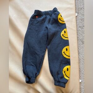 NWOT - Aviator Nation - KIDS SMILEY PRINT SWEATPANTS - NAVY // YELLOW